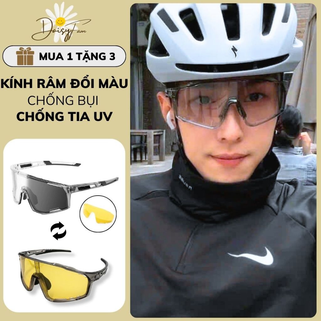 Mắt kính đổi màu phối kính đi đêm nam nữ bảo vệ mắt chống tia uv bụi đi đường mưa kính thể thao chạy bộ đi xe đạp xe máy