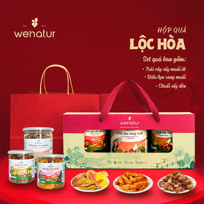 [TẶNG TÚI KRAFT XANH/ĐỎ] Hộp Quà Xuân Phúc we'natur kèm quai xách dành tặng cho người thân, doanh nghiệp