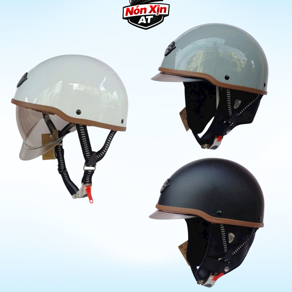 Mũ Bảo HIểm Napoli Phong Cách Kèm 1/2 Kính Âm N220