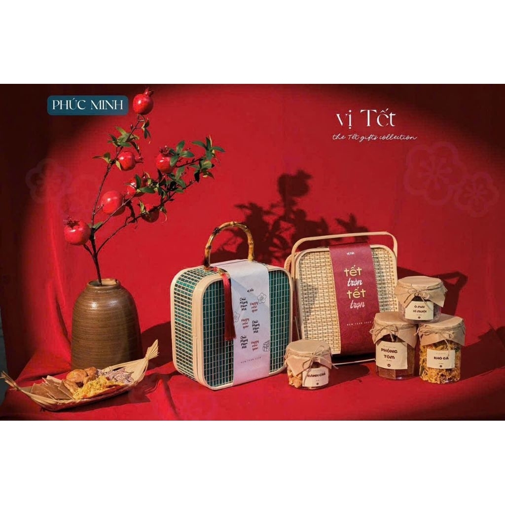 giỏ quà tết 24x24 chỉ nâu