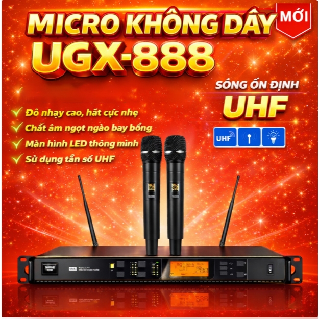 Micro Không Dây  SHURE UGX888 Mới 2025  Micro Karaoke,Chống Hú Tốt ,Sóng Siêu Xa 100M, Hát Siêu Nhẹ,
