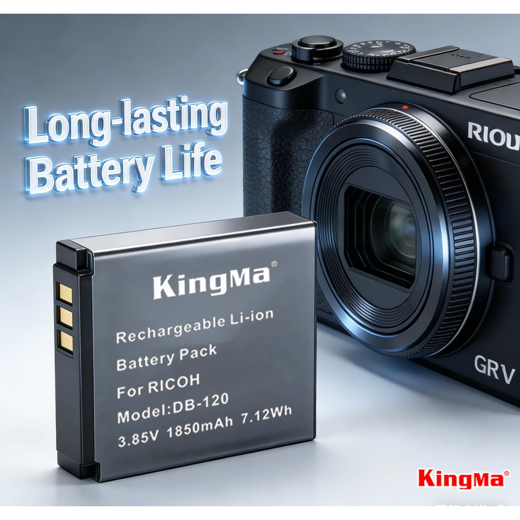 Pin và dock sạc máy ảnh Ricoh GR4 GRIV hãng Kingma db120 db-120 db 120 full decode gr4 gr iv