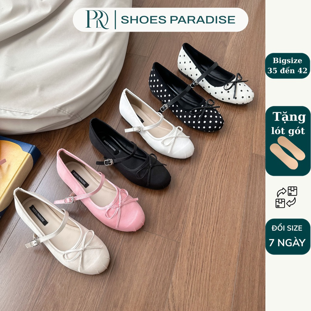 Giày búp bê mũi tròn chất lụa đế bệt tiểu thư đẹp xinh bigsize 35 đến 42 Shoes Paradise L158