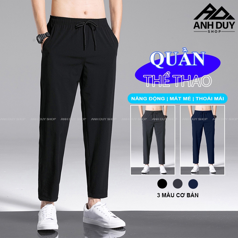 Quần Thể Thao Nam Nữ Dài Trơn Basic Thể Dục Ống Suông Thun Poly Unisex ANH DUY SHOP QD02