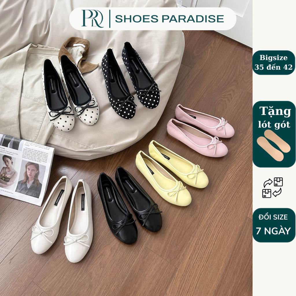 Giày búp bê mũi tròn da mềm đế bệt tiểu thư đẹp xinh bigsize 35 đến 42 Shoes Paradise L152