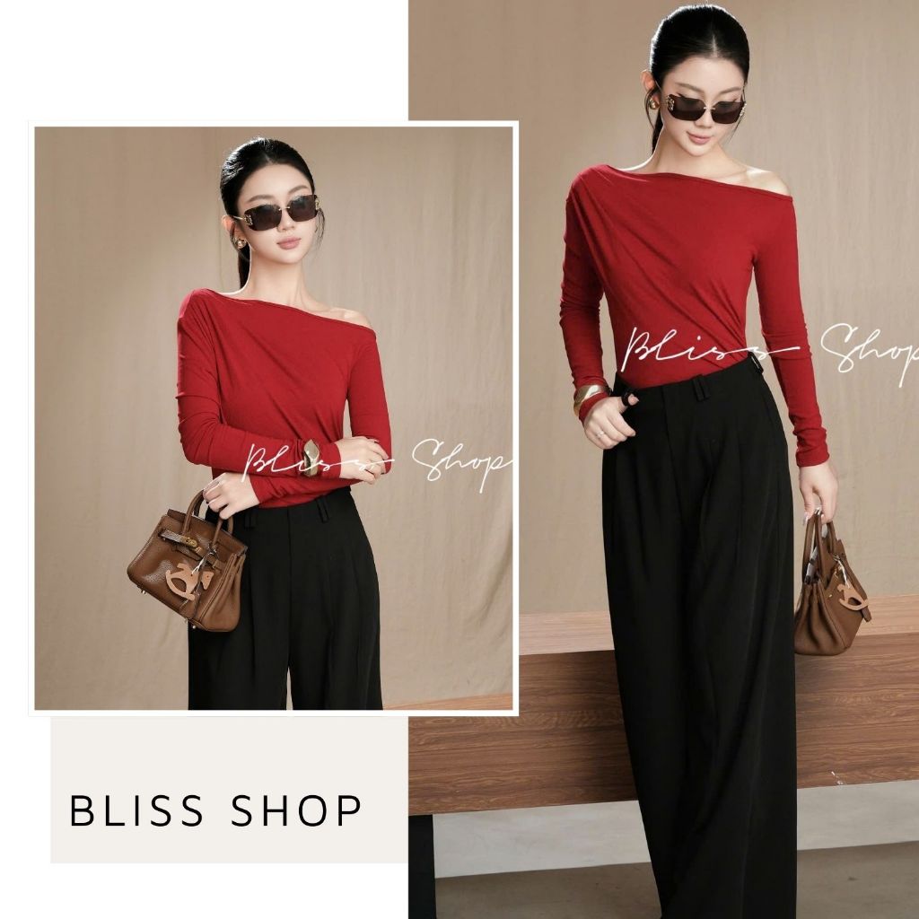 [Thiết Kế Cao Cấp] Áo Lệch Vai Basic Zib Co Giãn Nhẹ Nhàng Sang Trọng Dễ Phối Đồ Bliss Shop - A110