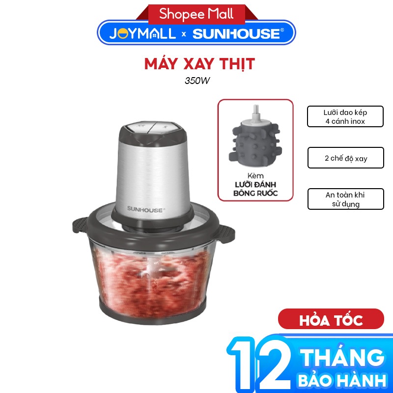 Máy Xay Thịt Sunhouse SHD5405, Hàng Chính Hãng, Kèm Lưỡi Đánh Bông Ruốc, 2 Chế Độ Xay- JoyMall