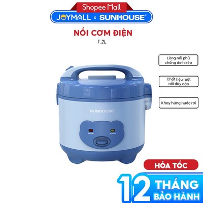 Nồi Cơm Điện Sunhouse SHD8214 500W 1.2L, Hàng Chính Hãng, Lòng Nồi Chống Dính Kép - JoyMall