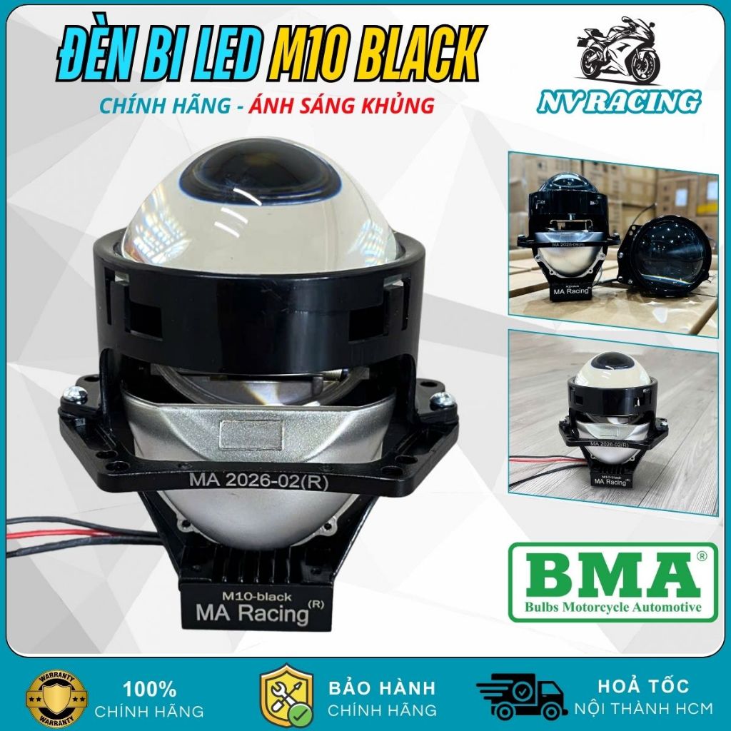 Đèn Bi Cầu M10 Black Ma Racing 65W Siêu Sáng Gắn Xe Máy Exciter, Winner, AB, Wave, Sirius,...