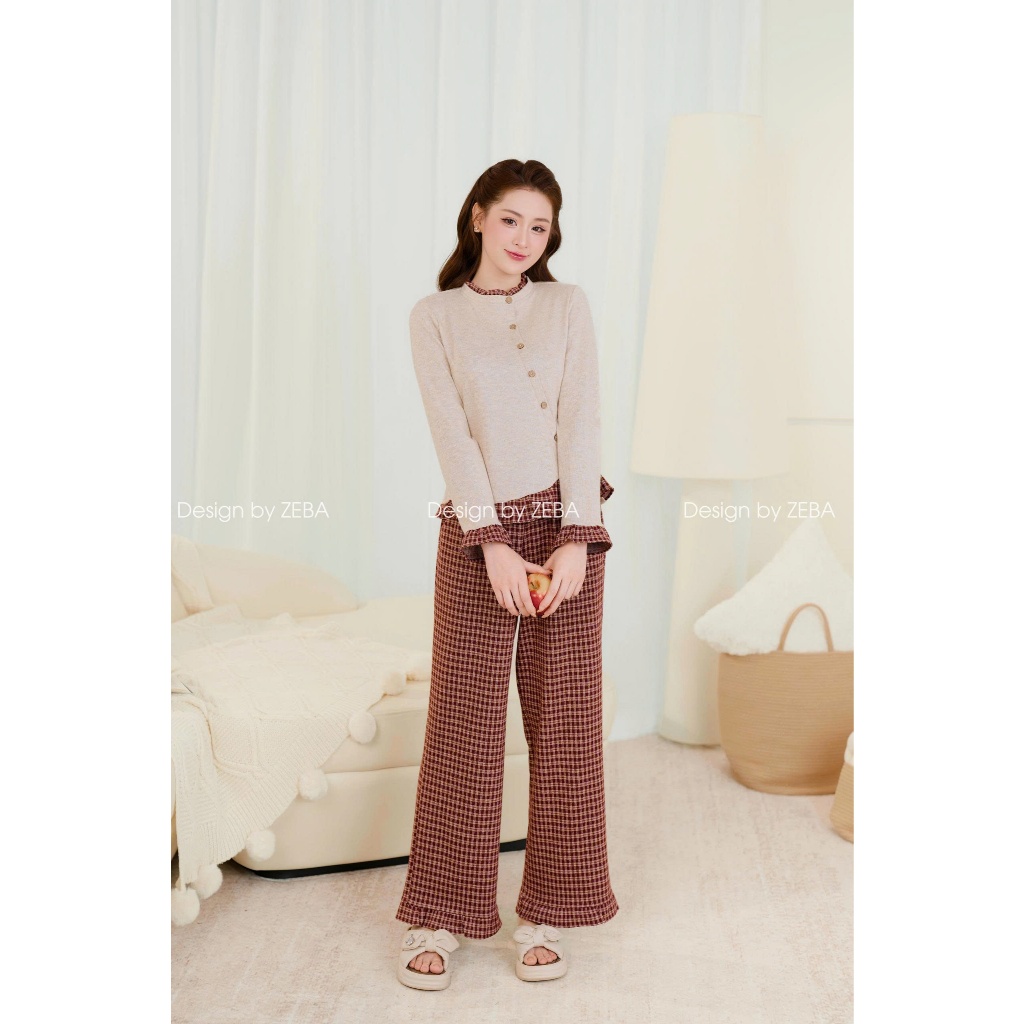Set đồ nữ ZEBA bộ mặc nhà kẻ Hàn mix sang M3235