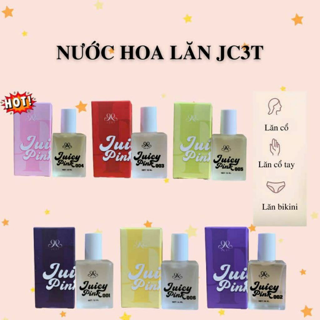 Nước Hoa JC3T Juicy Pink Dạng Lăn Tiện Lợi 10ML