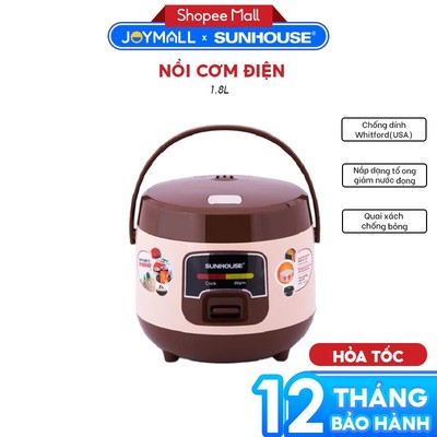 Nồi Cơm Điện Mini Sunhouse SHD8208C 1L, Hàng Chính Hãng, Nắp Liền, Quai xách - JoyMall