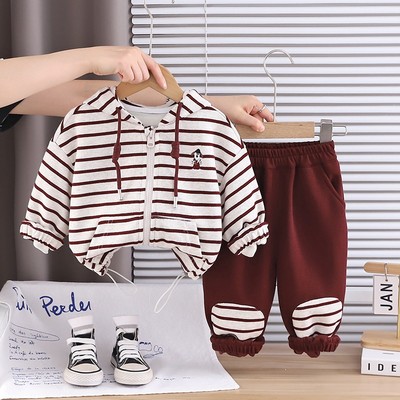 Set Thu Đông Áo Khoác Sọc Tai Gấu Quần Jogger Cho Bé Trai 1-5 Tuổi MINTSCLOSET Quảng Châu - TD4483