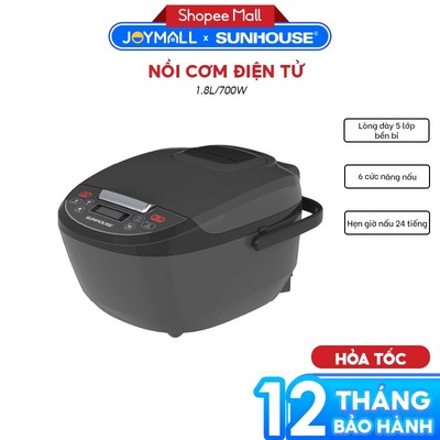 Nồi Cơm Điện Tử 1.8L Sunhouse SHD8909B, Hàng Chính Hãng, 6 Chế dộ, Giữ Ấm Đến 12 Tiếng - JoyMall