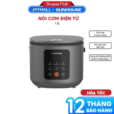 Nồi Cơm Điện Tử 1.5L SHD8825 700w, Sunhouse , Hàng Chính Hãng, Hẹn Giờ Nấu 24h -JoyMall