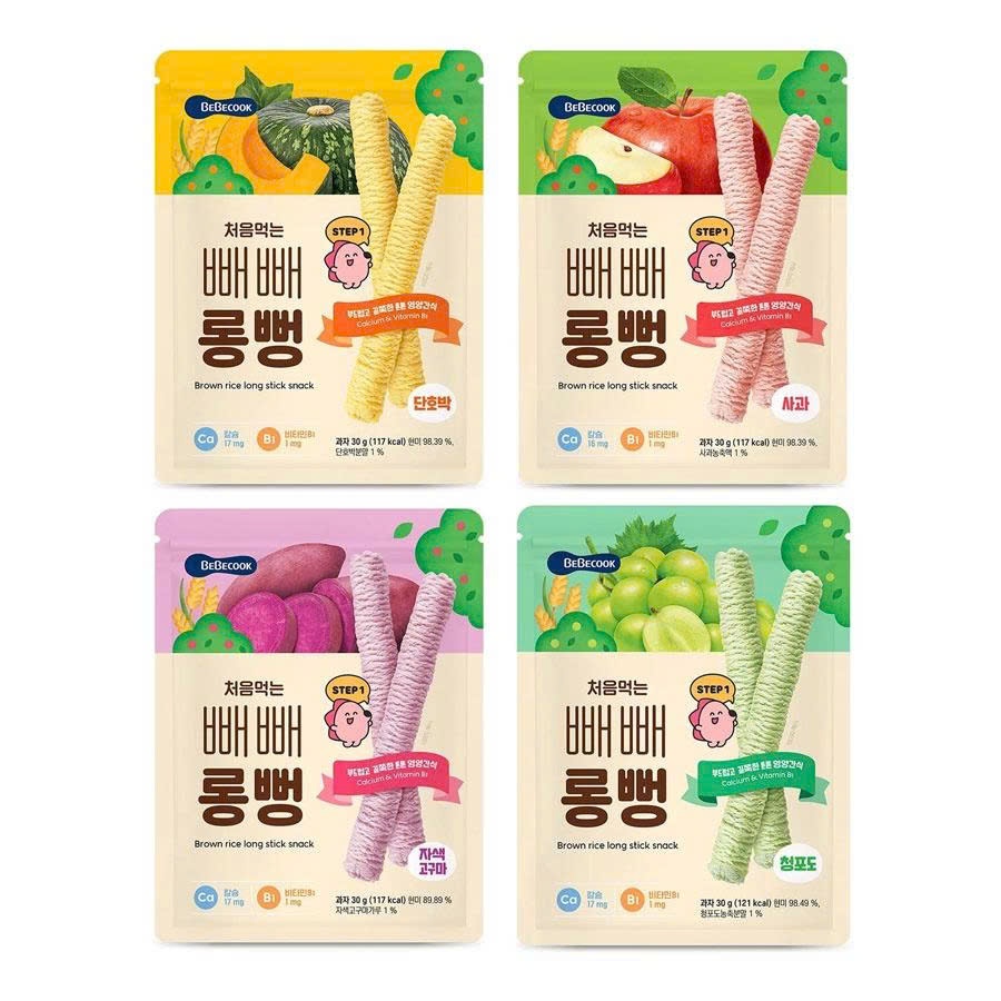 Bánh gạo lứt ăn dặm thanh dài BeBecook gói 30g cho bé từ 7M+