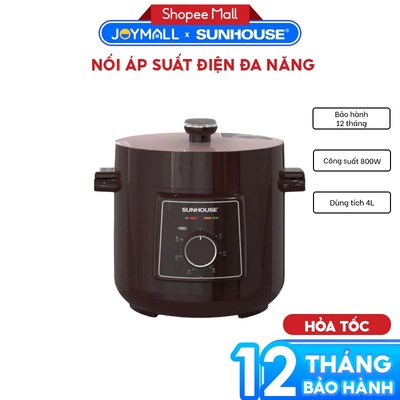 Nồi Áp Suất Điện 4L Đa Năng Sunhouse SHD1540, Hàng Chính Hãng, Lòng Nồi Hợp Kim Nhôm- JoyMall