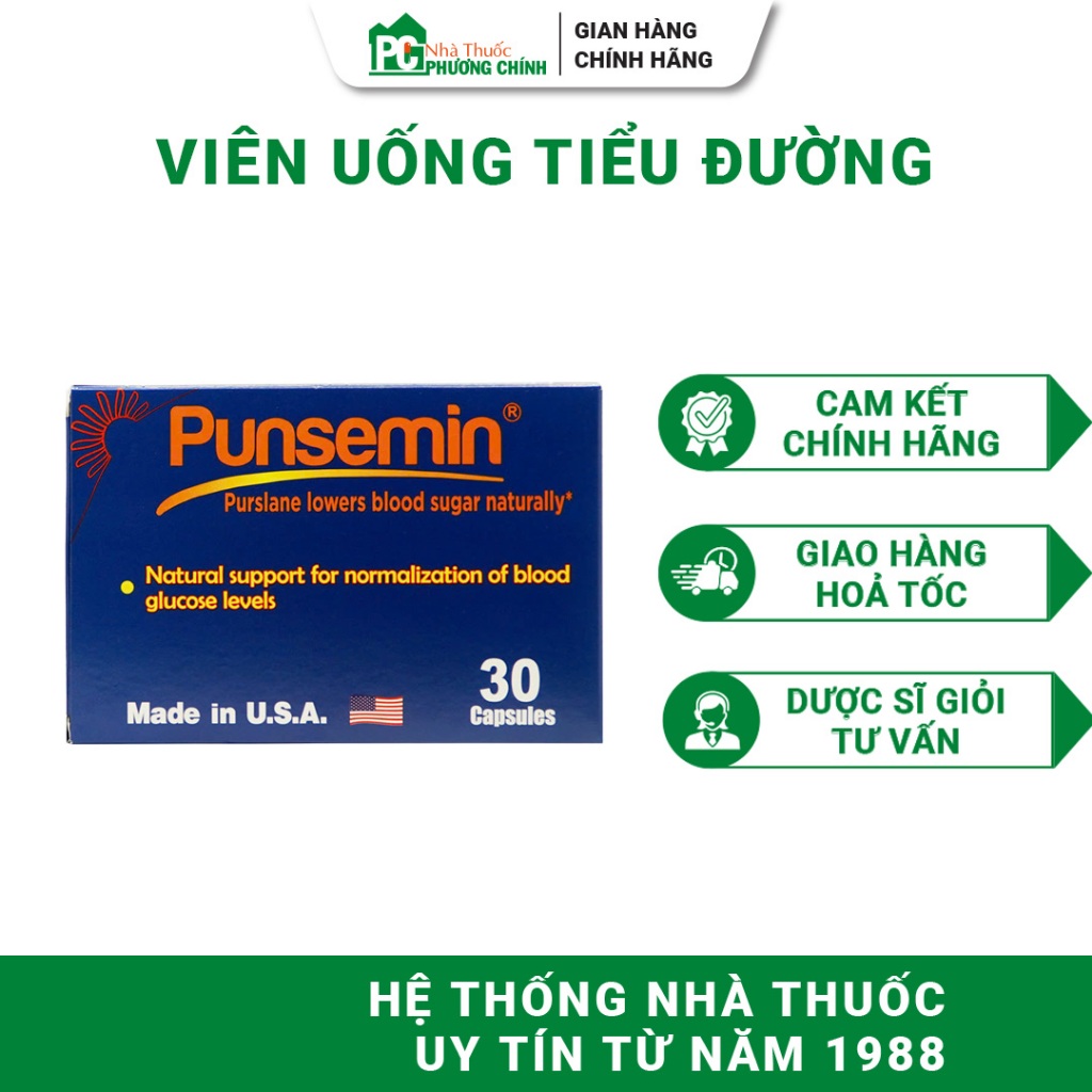 Viên Uống Tiểu Đường BNC Medipharm Punsemin Hỗ Trợ Giảm Đường Huyết 30 Viên/Hộp