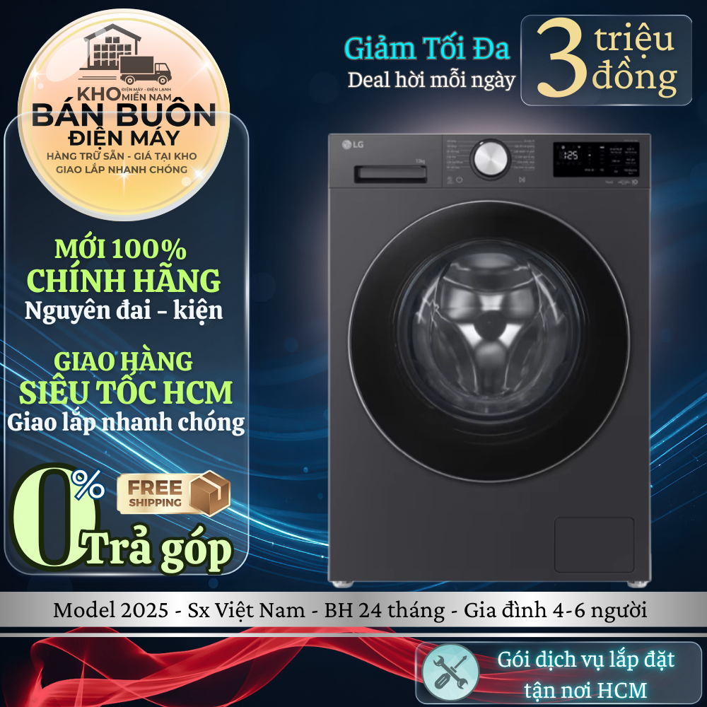 FX1410N5G Máy giặt LG 10kg, Inverter, AI DD, giặt hơi nước Steam | FX1410N5G