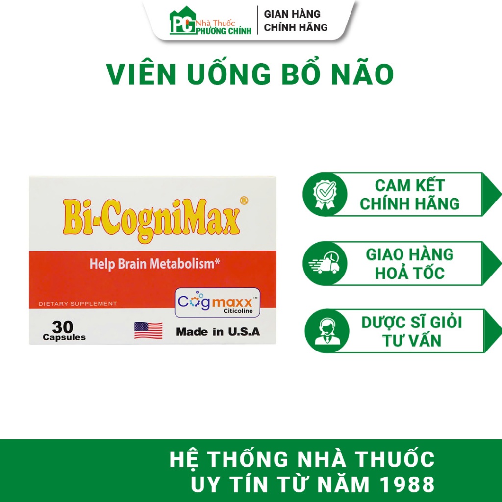 Bổ Não BNC Medipharm Bi CogniMax Hỗ Trợ Tăng Tuần Hoàn Não, Tăng Cường Trí Nhớ 30 Viên/Hộp