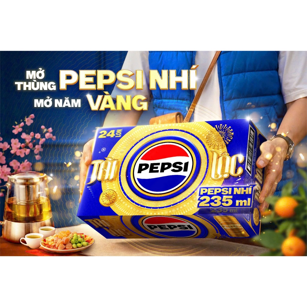 Pepsi lon vàng, phiên bản giới hạn Tết 2026 - Lon 235ml Thùng 24 lon