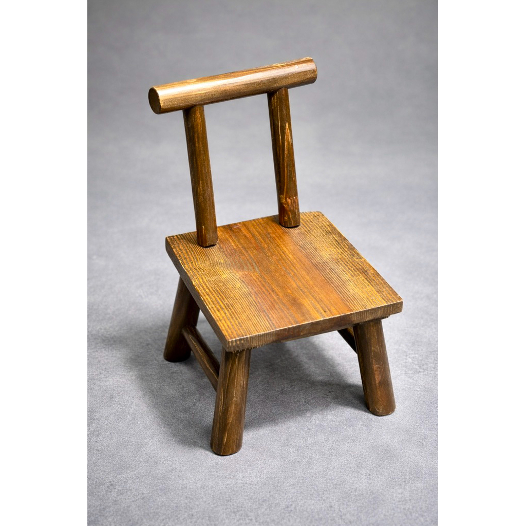 Ghế Tựa Gỗ Thông 40x30x30cm – Ghế Ngồi Thấp Có Lưng Tựa, Phong Cách Mộc Thủ Công