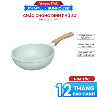 Chảo Phủ Sứ Đáy Từ Sunhouse Healthy SBDS20-24-26-28MT, Hàng Chính Hãng, Chống Dính - JoyMall