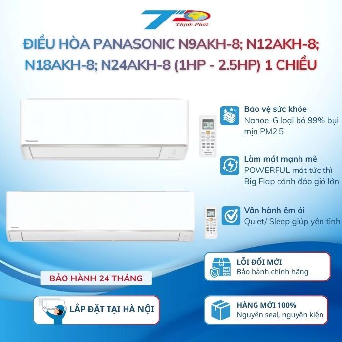 Điều hòa Panasonic N9AKH-8; N12AKH-8; N18AKH-8; N24AKH-8 (1HP - 2.5HP) 1 chiều thường