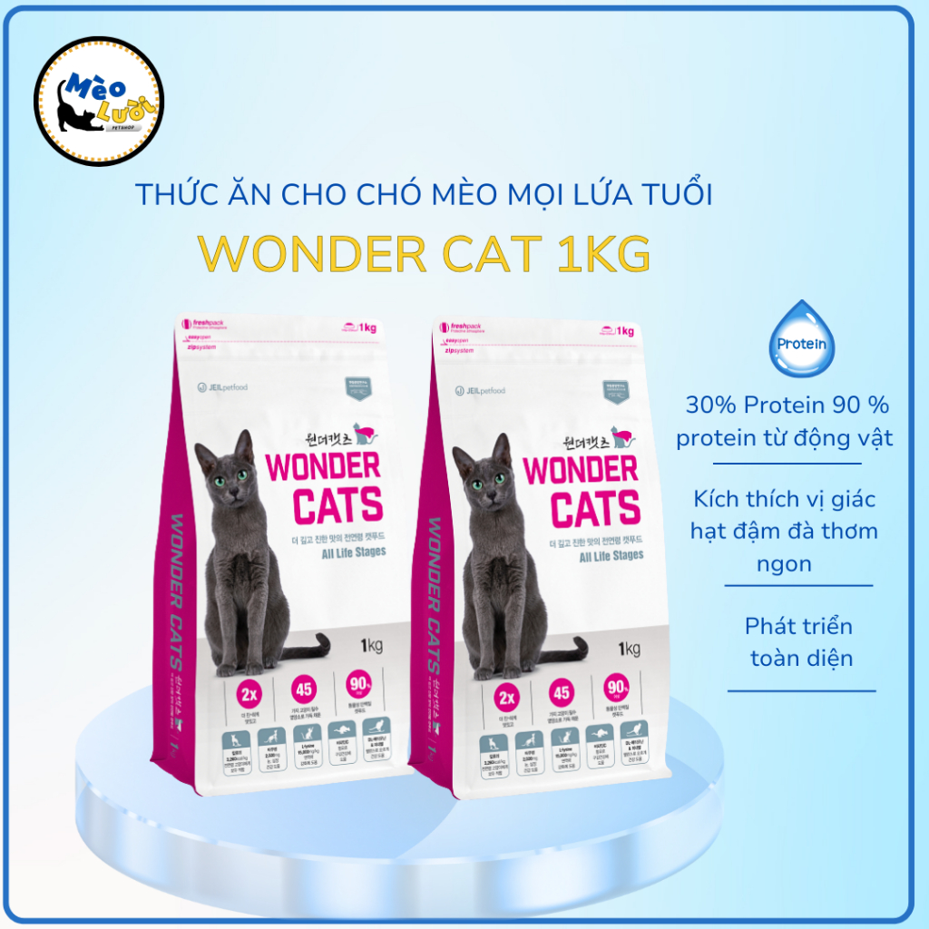 Hạt Thức ăn cho mèo Wonder Cat 1kg Hàn Quốc