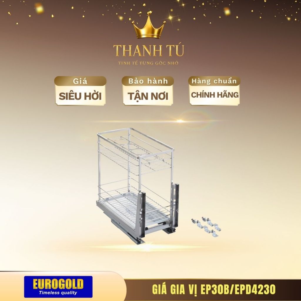 Giá Gia Vị Inox 304 Eurogold EP30B/EPD4230 – Gọn Gàng, Dễ Lắp Đặt, Giúp Bếp Ngăn Nắp Hơn