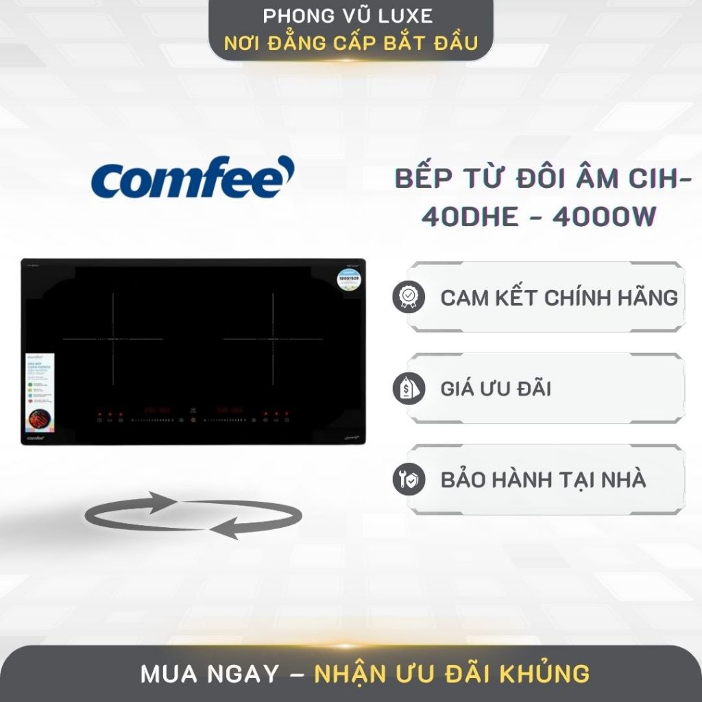Bếp từ đôi âm Comfee CIH-40DHE 4000W - Tiết Kiệm Điện, An Toàn Cao