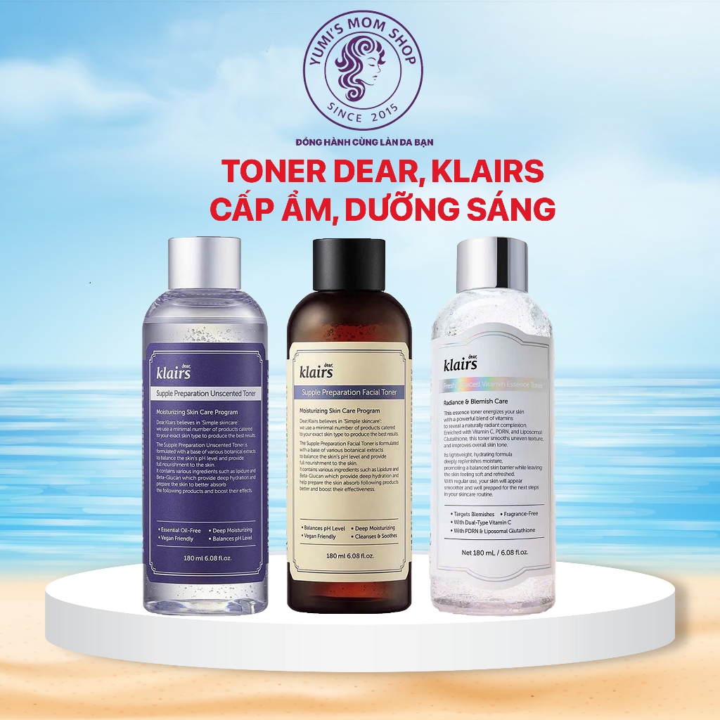 Nước Hoa Hồng Dưỡng Ẩm Và Làm sáng da Dear Klairs Supple Preparation Unscented Toner 180ml