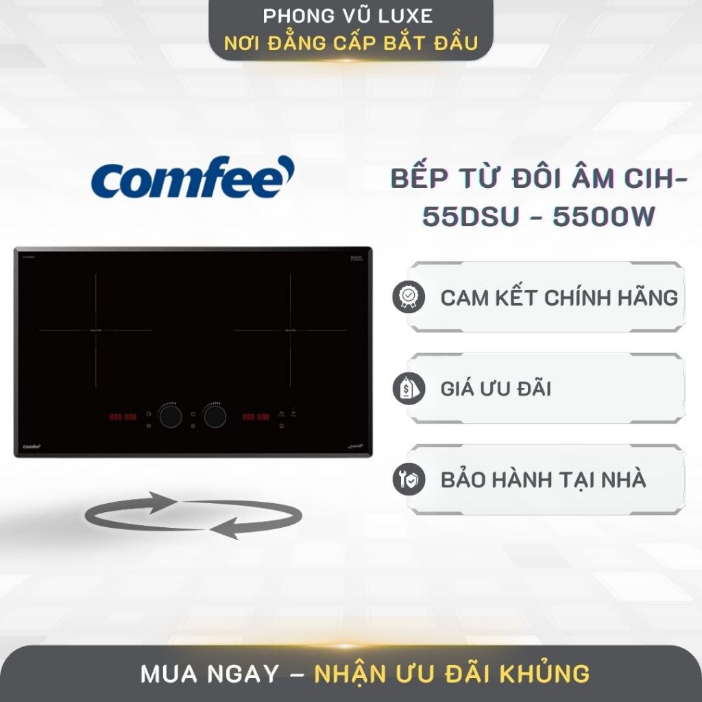Bếp từ đôi âm Comfee CIH-55DSU - 5500W - Gia Nhiệt Nhanh Dễ Sử Dụng