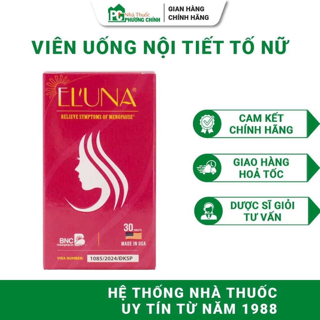 Viên Uống Nội Tiết Tố Nữ BNC Medipharm Eluna - Hỗ Trợ Chống Oxy Hoá, Tăng Đề Kháng 30 Viên/Hộp