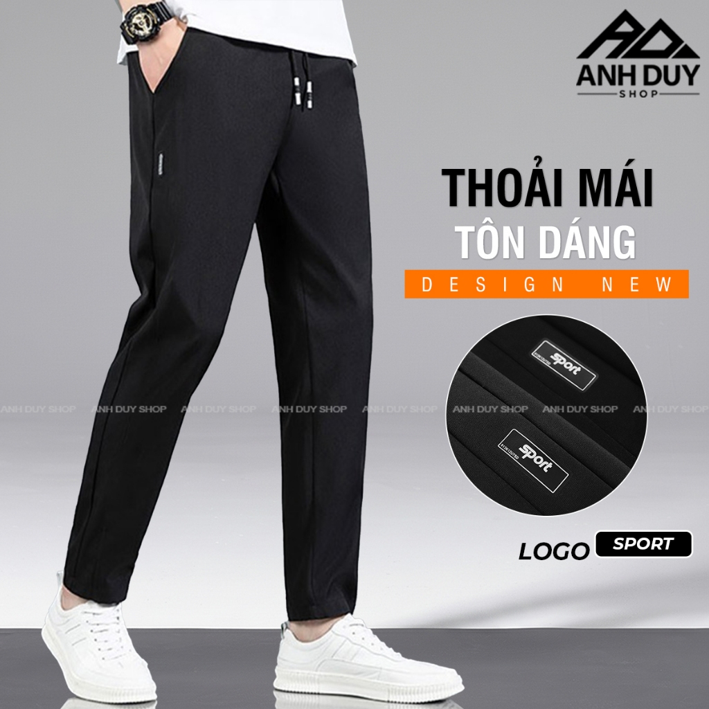 Quần Thể Thao Nam Nữ Dài Trơn Basic Phối Viền Ống Suông Thun Poly Thể Dục Unisex ANH DUY SHOP QD10