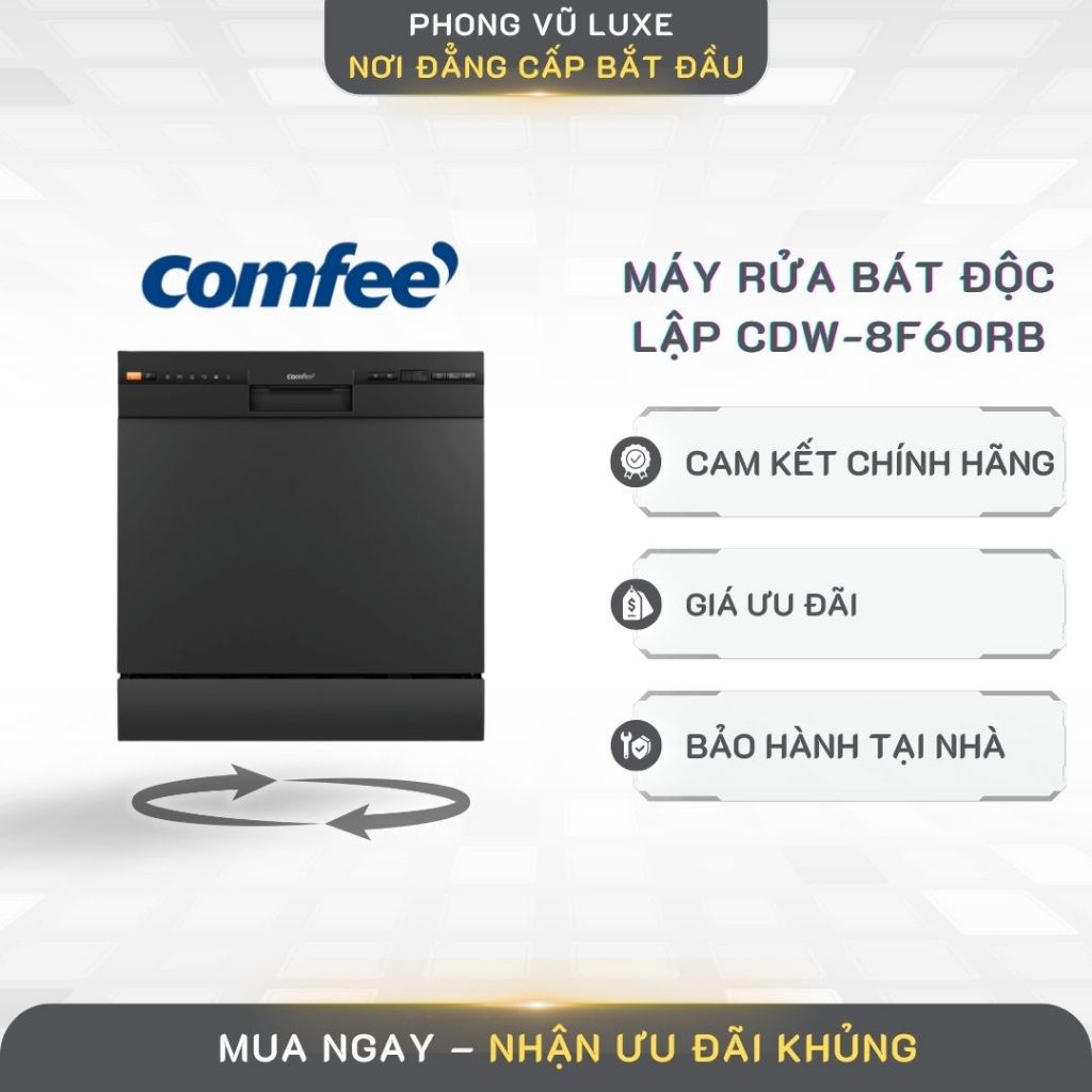 Máy rửa bát độc lập Comfee CDW-8F60RB - Tiết Kiệm Điện Nước, Phù Hợp Căn Hộ Chung Cư
