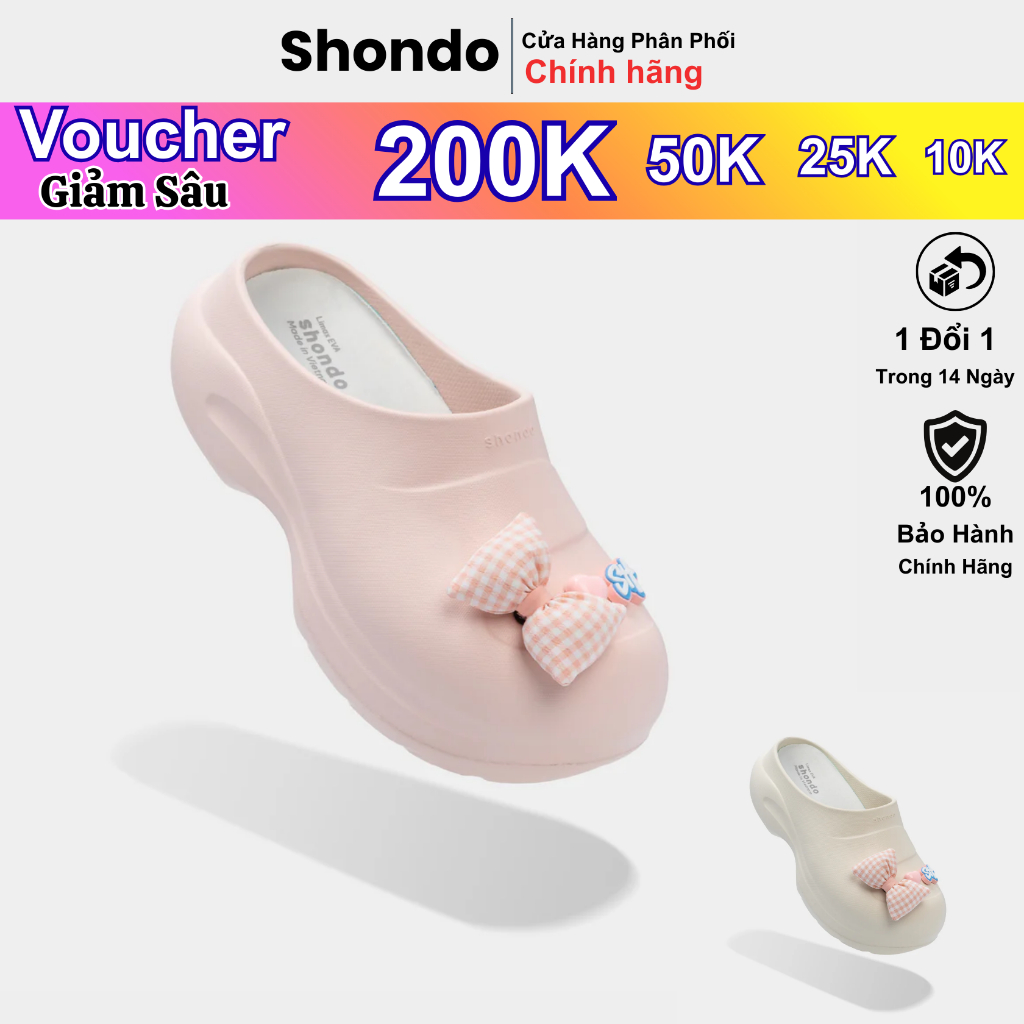 [FULL BOX][TẶNG CHARM] Giày Clog Nữ Mule Chic Shondo Đế Cao 6cm Thoáng Nhẹ, Êm ái, EVA Cao Cấp Nhiều