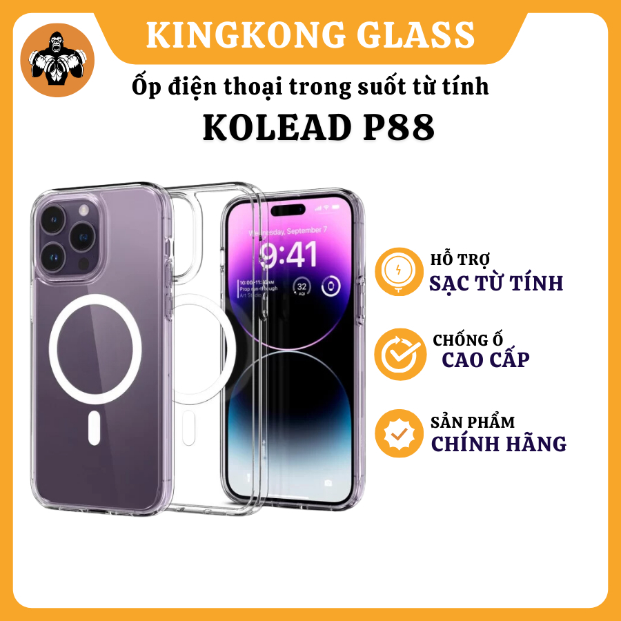 Ốp điện thoại P88 bảo vệ điện thoại trong suốt, có hỗ trợ sạc từ tính tốt cho iphone 13 14 15 16 17 