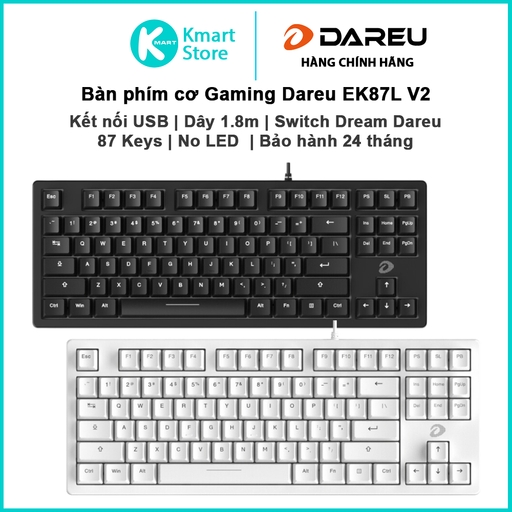 Bàn phím cơ Gaming Dareu EK87L V2 | Kết nối USB | 87 Keys | Sw Dream | No Led | Bảo hành 2 năm