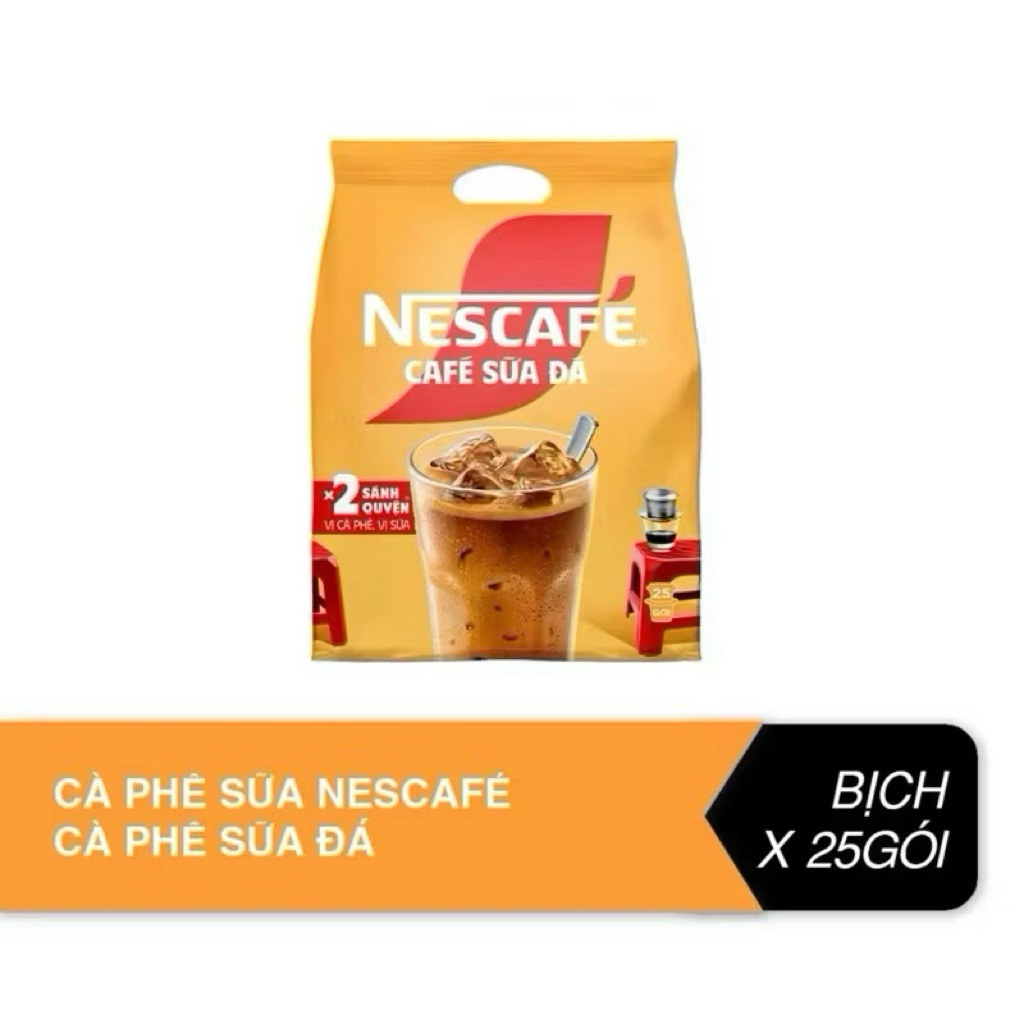 Nescafe Sữa Đá Cao Cấp Thơm Ngon Bịch (25gói x 24gram) DATE MỚI