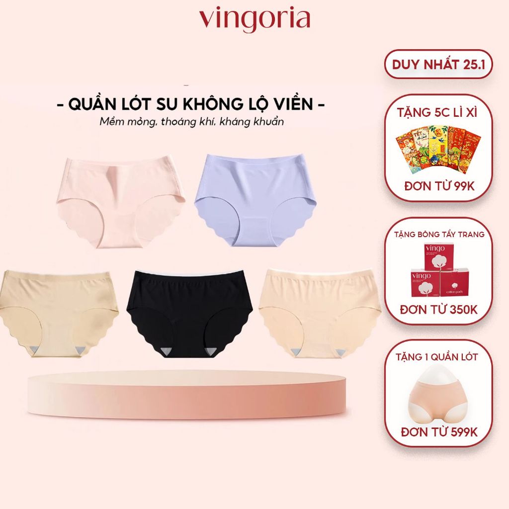 Set 5 quần lót nữ su lạnh không đường may không lộ viền VINGO/VINGORIA kháng khuẩn hàng Việt Nam CB3