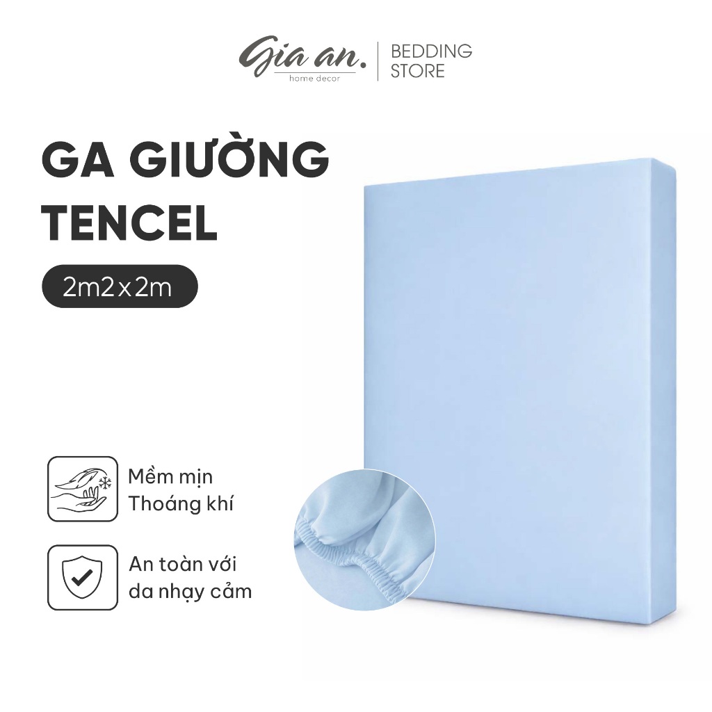 [Hỏa tốc] Ga giường lụa 2mx2m mát lạnh Tencel 60s GIA AN HOME DECOR ga trải giường màu trơn bo chun 