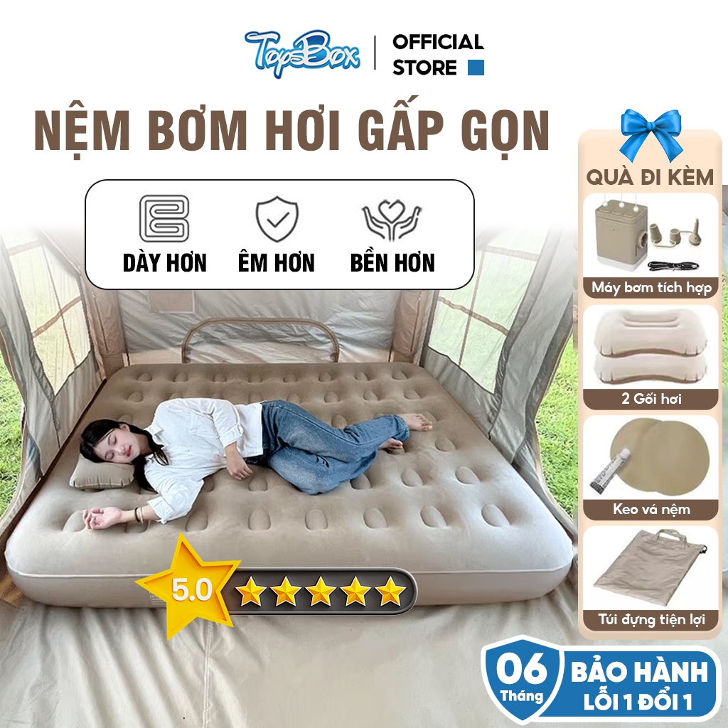 Đệm Hơi Nệm Bơm Hơi Tự Động Cao Cấp Siêu Êm, Đệm Hơi Gấp Gọn 1-2 Người Nhiều Kích Thước