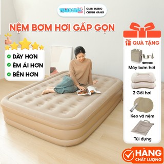 Đệm Hơi Tự Bơm Nệm Hơi Gấp Gọn Cao Cấp Siêu Êm, Giường Bơm Hơi 1/2/3 Người