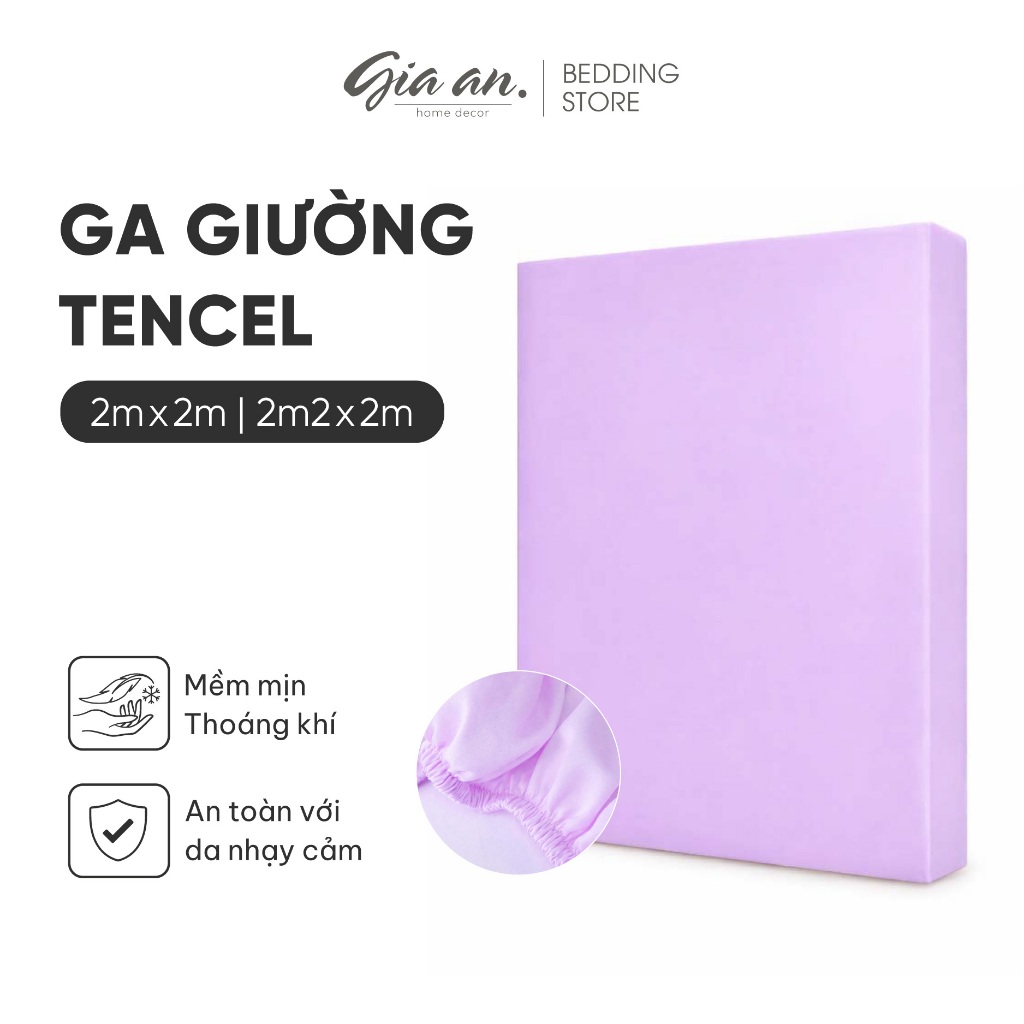 [Hỏa tốc] Ga giường lụa Tencel 60s GIA AN HOME DECOR size 2mx2m và 2m2x2m ga trải giường màu trơn bo