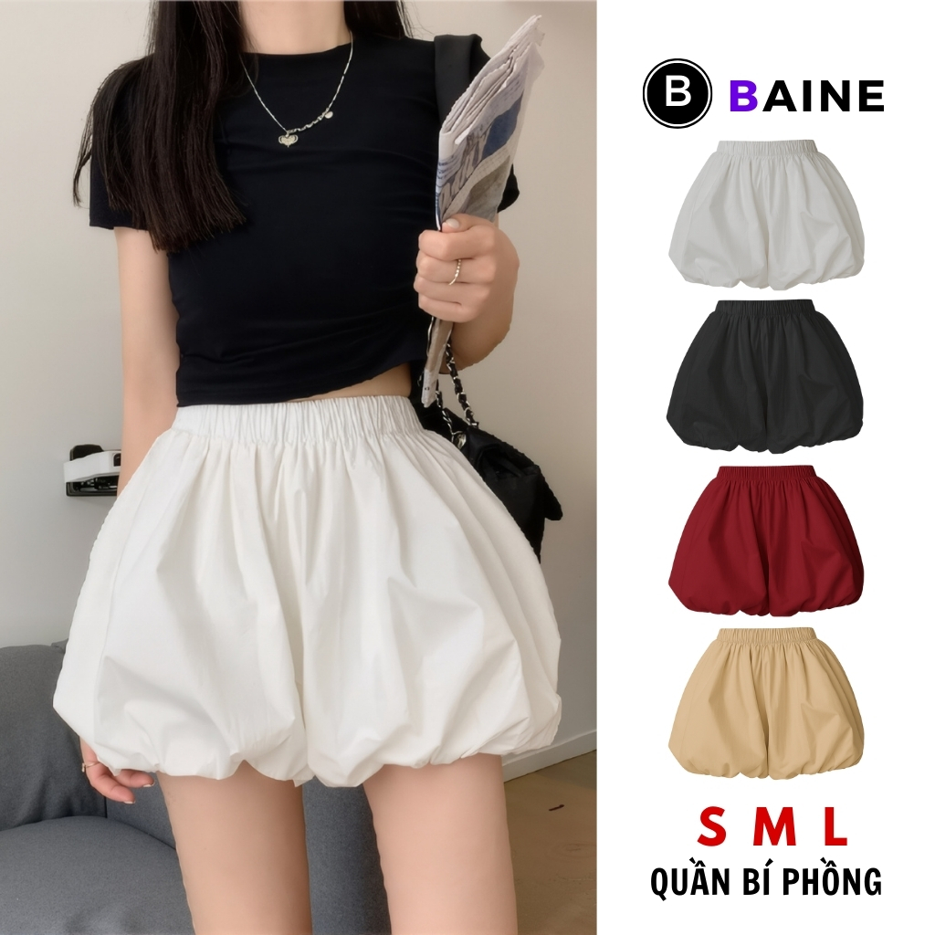 Quần SHORT BÍ NGÔ Cạp Lưng Thun Chất Kate 2 Lớp QU03, Quần Đùi Nữ Phồng Bồng Bềnh BAINE