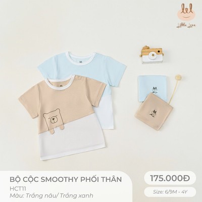 BỘ CỘC TAY VẢI SMOOTHY PHỐI THÂN [ SIÊU MỀM, MÁT, MỊN CO DÃN VÀ THẤM HÚT TỐT] SZ 6/9M - 4Y (HCT11)