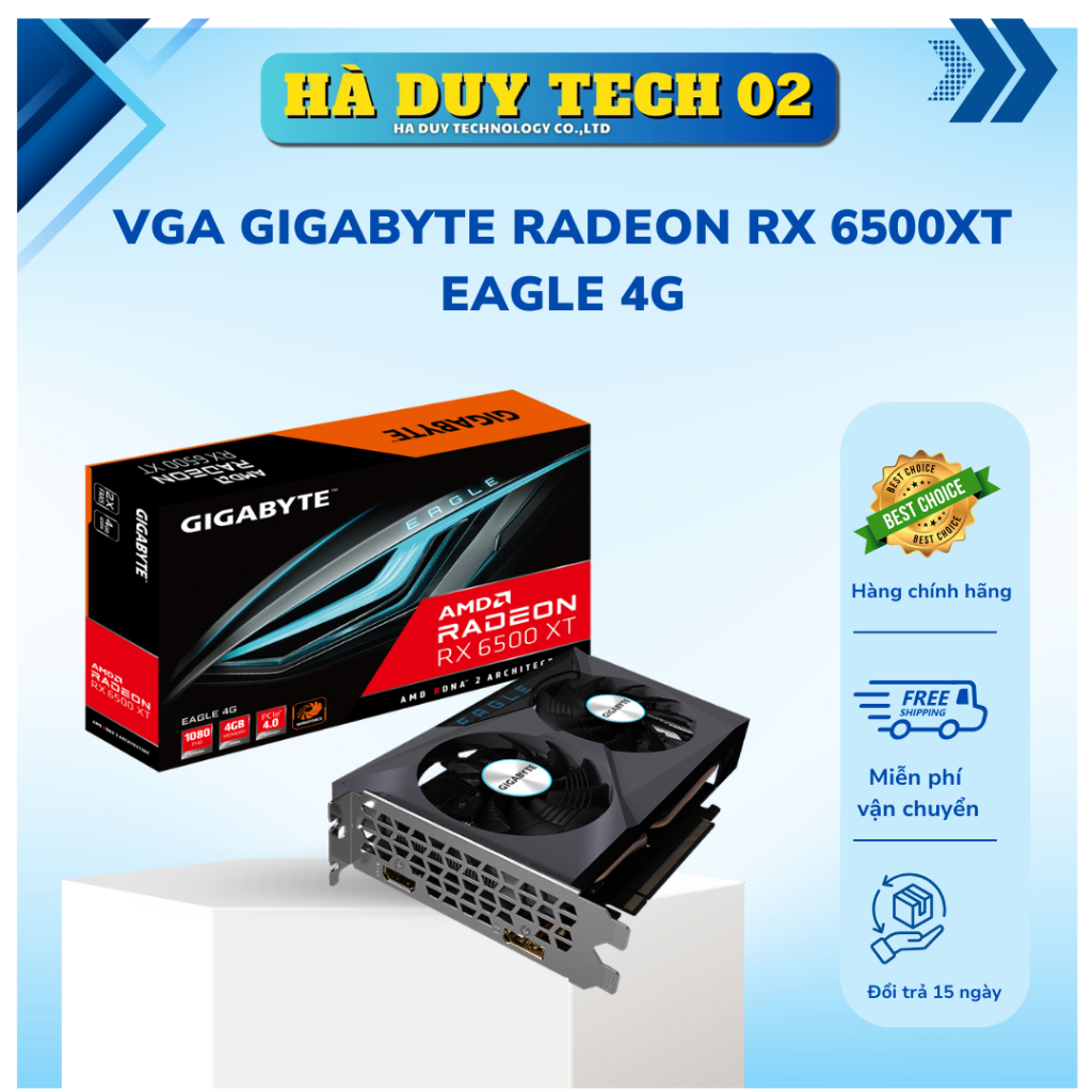 VGA GIGABYTE RADEON RX 6500XT EAGLE 4G - Chính Hãng - Bảo Hành 36T - Ha Duy Tech