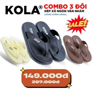 [COMBO 3 ĐÔI] Dép Kẹp Xỏ Ngón Vân Nhám Kola -  Siêu Bền, Nhẹ - Đế Chống Trơn Trượt