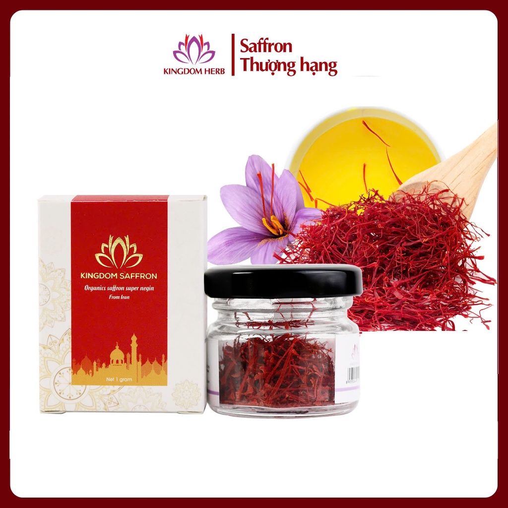 [HỖ TRỢ NGỦ NGON] Nhụy hoa nghệ tây saffron Kingdom Herb Iran super negin chính hãng organic - KQ